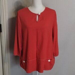 Norm Thompson Dark Coral Top Size Large